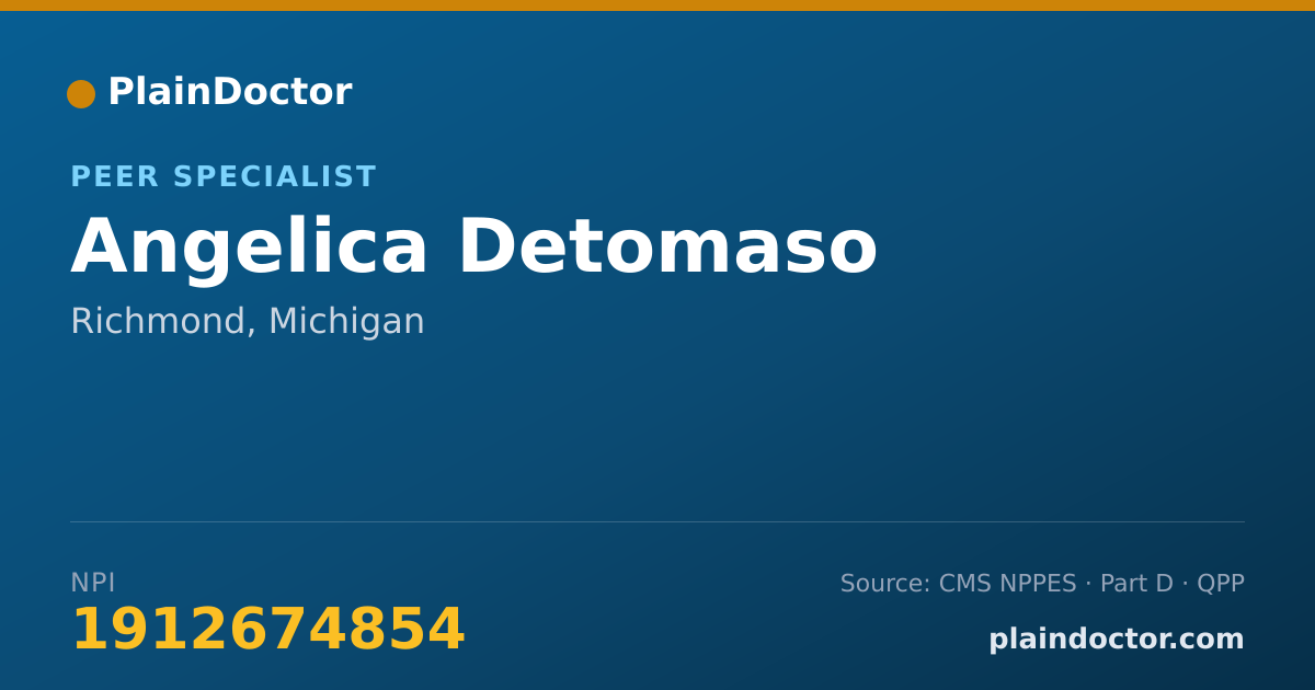 Shareable card for Angelica Detomaso - Peer Specialist, Richmond, MI