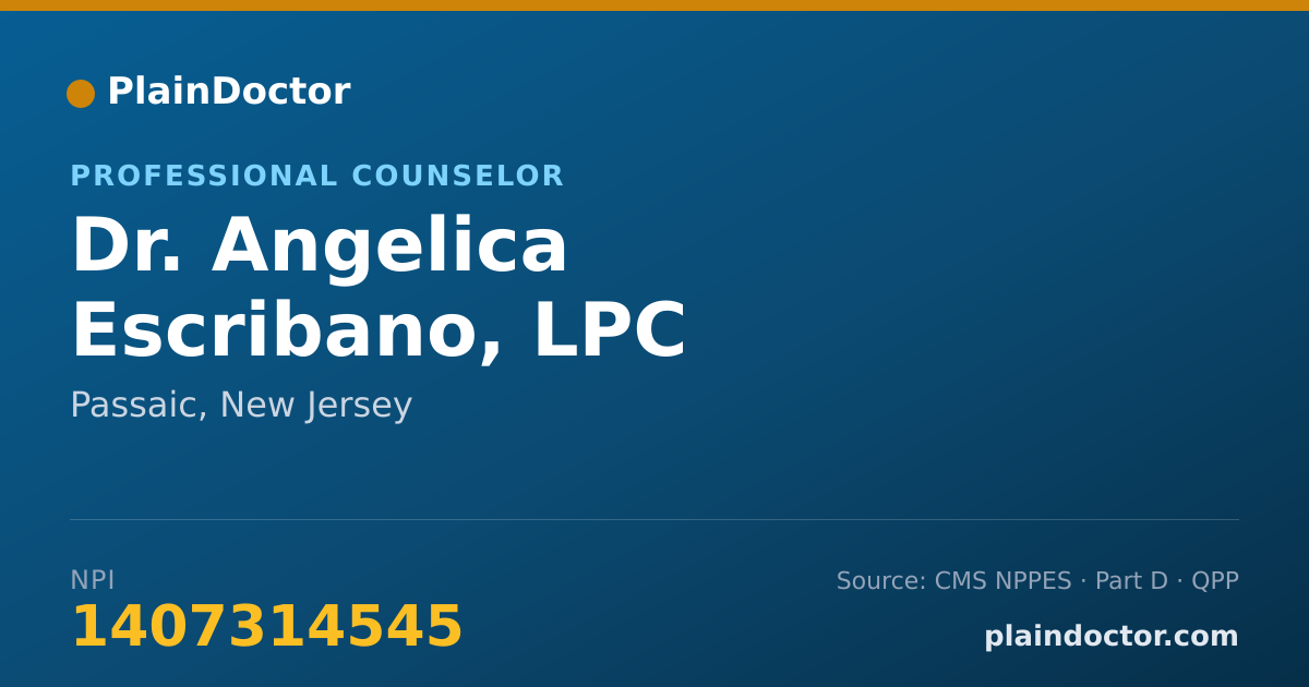 Shareable card for Angelica Escribano, LPC - Professional Counselor, Passaic, NJ
