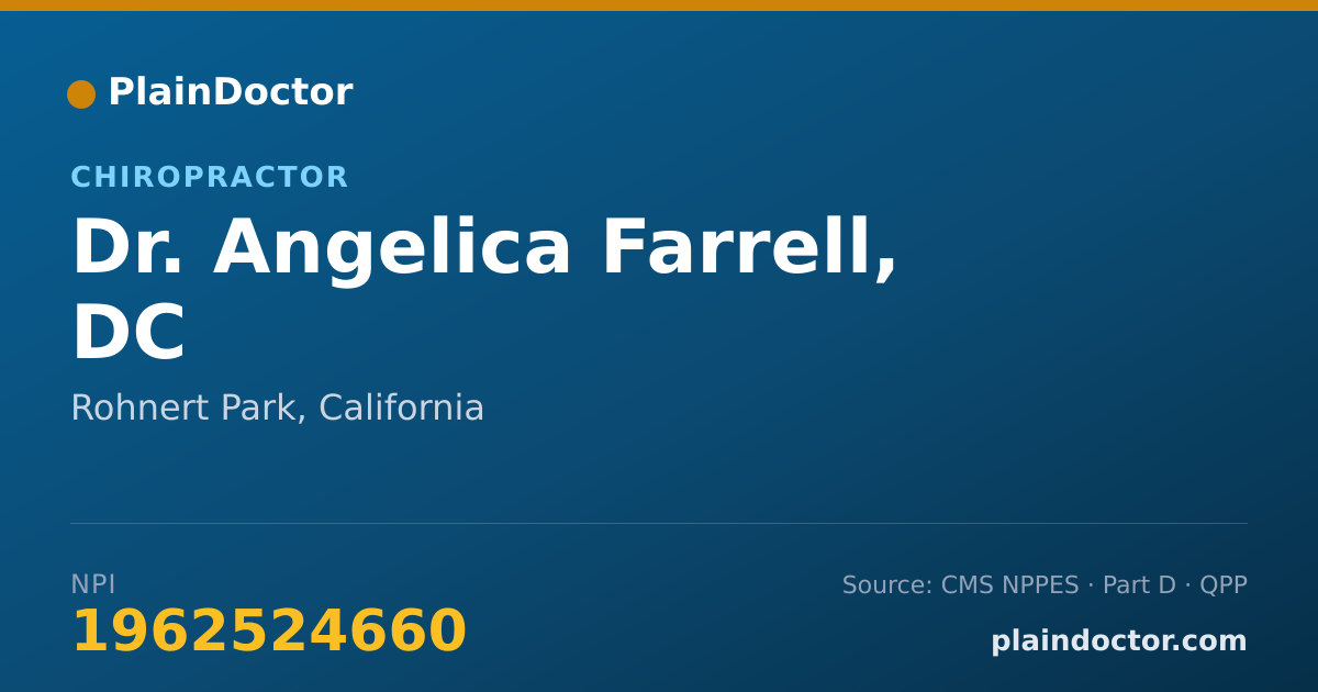 Shareable card for Angelica Farrell, DC - Chiropractor, Rohnert Park, CA