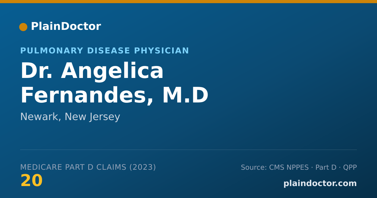 Shareable card for Angelica Fernandes, M.D - Pulmonary Disease Physician, Newark, NJ