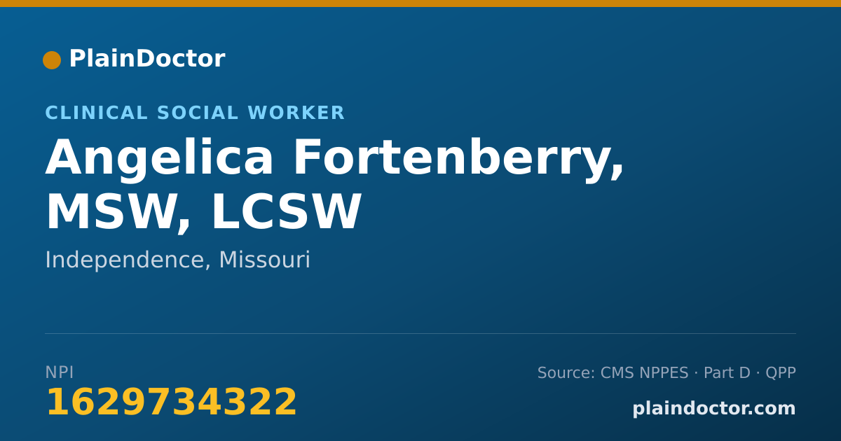 Shareable card for Angelica Fortenberry, MSW, LCSW - Clinical Social Worker, Independence, MO
