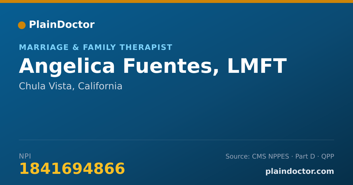 Shareable card for Angelica Fuentes, LMFT - Marriage & Family Therapist, Chula Vista, CA