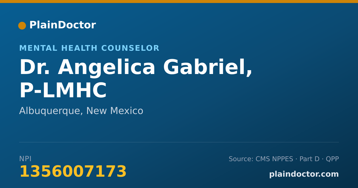 Shareable card for Angelica Gabriel, P-LMHC - Mental Health Counselor, Albuquerque, NM
