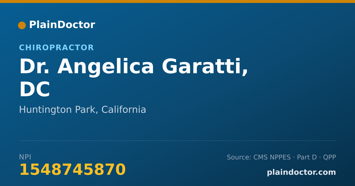 Shareable card for Angelica Garatti, DC - Chiropractor, Huntington Park, CA
