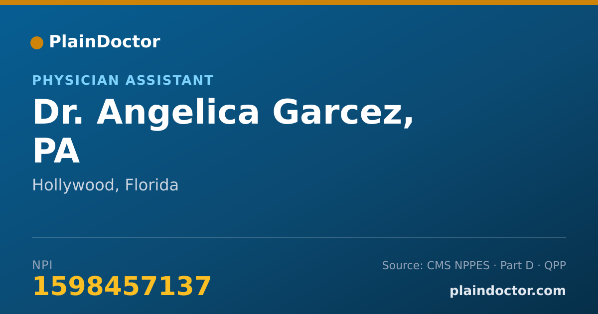 Shareable card for Angelica Garcez, PA - Physician Assistant, Hollywood, FL
