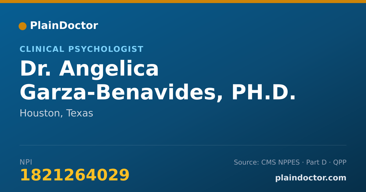 Shareable card for Angelica Garza-Benavides, PH.D. - Clinical Psychologist, Houston, TX