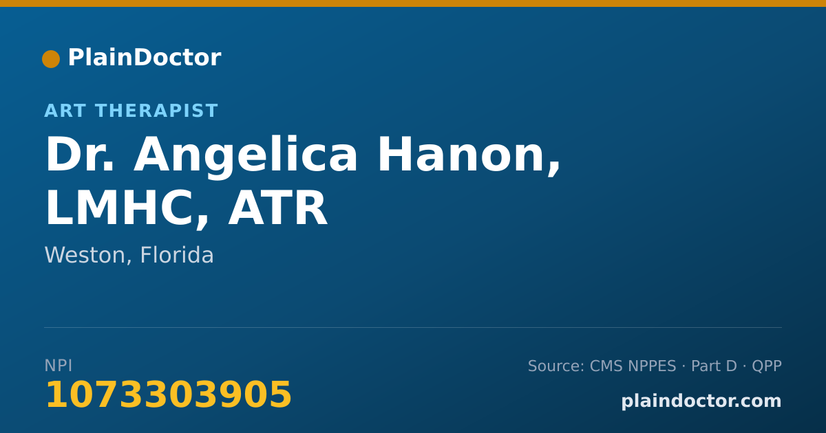 Shareable card for Angelica Hanon, LMHC, ATR - Art Therapist, Weston, FL