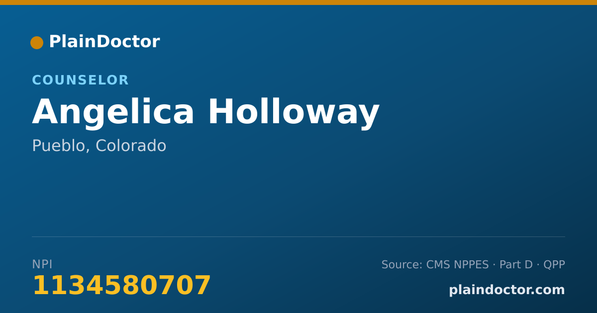 Shareable card for Angelica Holloway - Counselor, Pueblo, CO