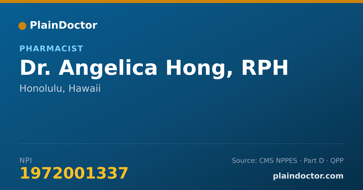 Shareable card for Angelica Hong, RPH - Pharmacist, Honolulu, HI