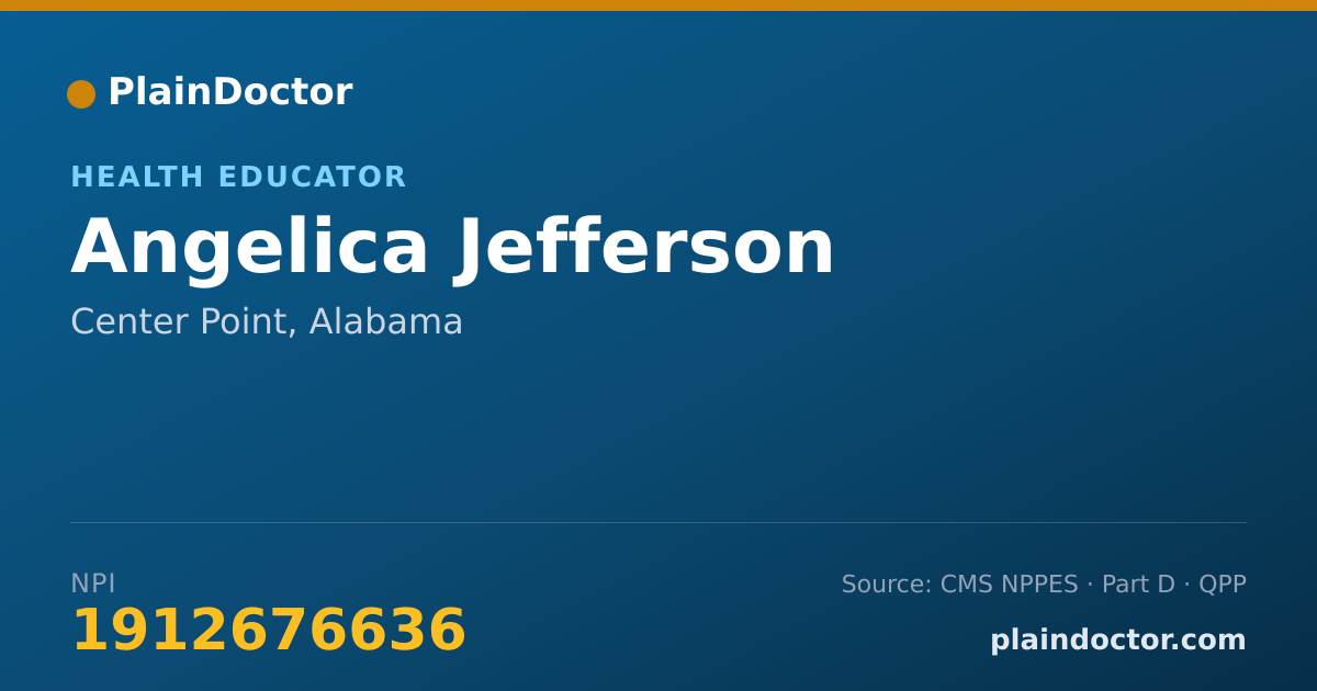 Shareable card for Angelica Jefferson - Health Educator, Center Point, AL