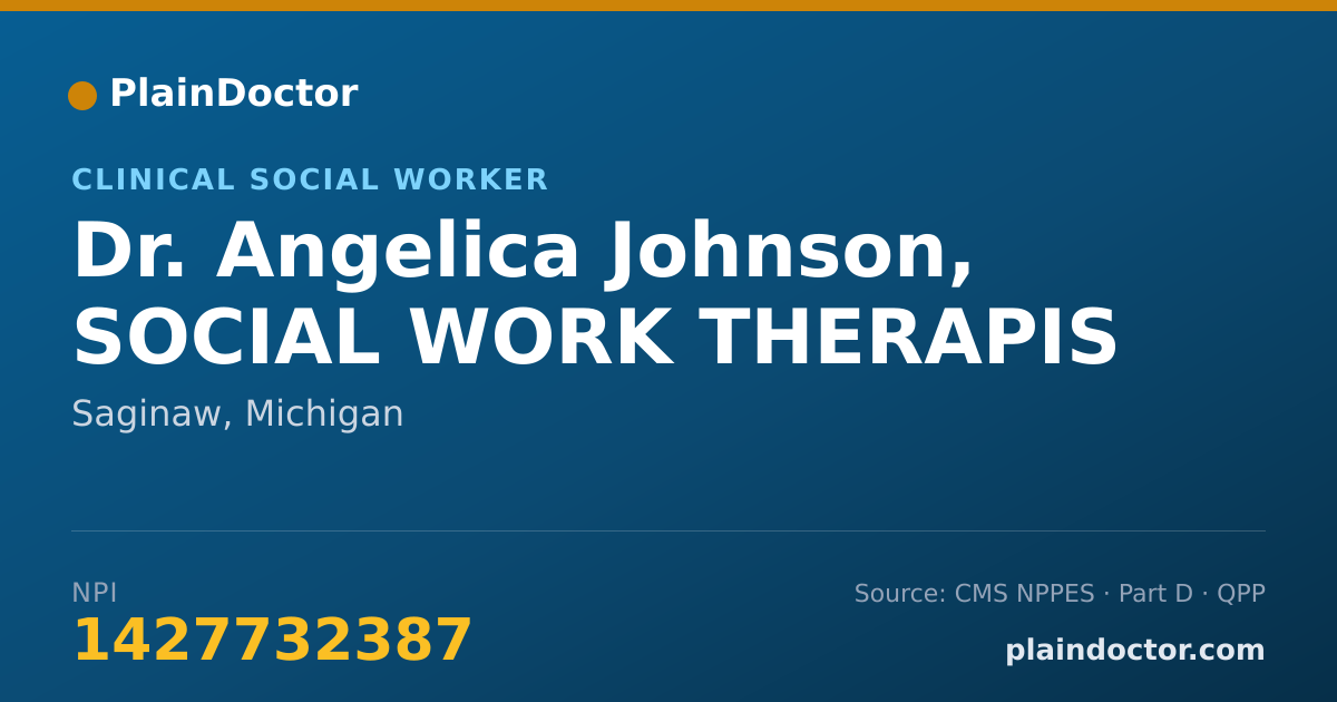 Shareable card for Angelica Johnson, SOCIAL WORK THERAPIS - Clinical Social Worker, Saginaw, MI