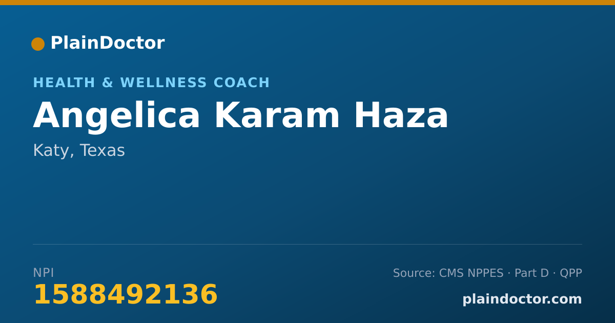 Shareable card for Angelica Karam Haza - Health & Wellness Coach, Katy, TX