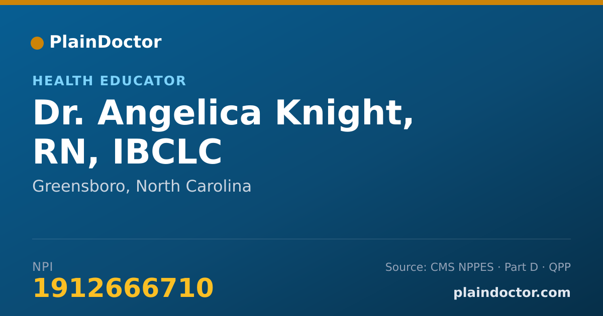 Shareable card for Angelica Knight, RN, IBCLC - Health Educator, Greensboro, NC