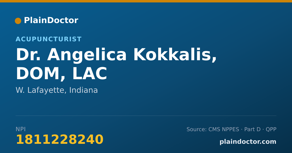 Shareable card for Angelica Kokkalis, DOM, LAC - Acupuncturist, W. Lafayette, IN