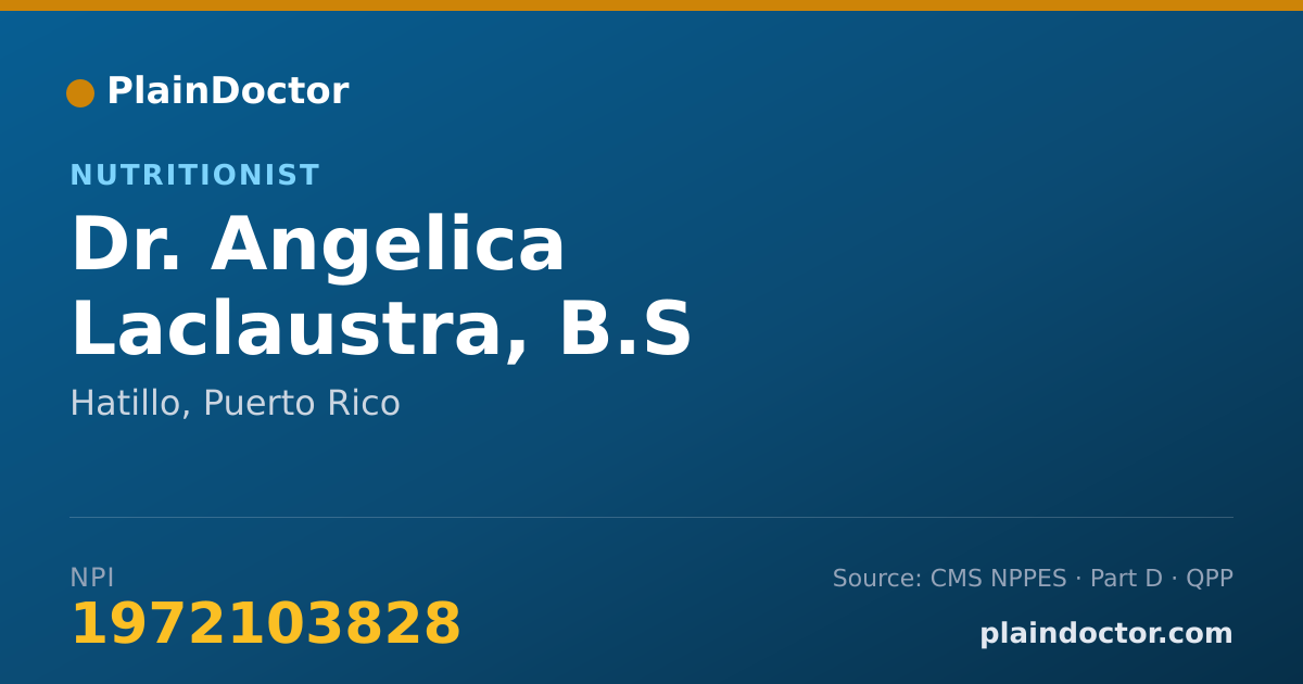 Shareable card for Angelica Laclaustra, B.S - Nutritionist, Hatillo, PR