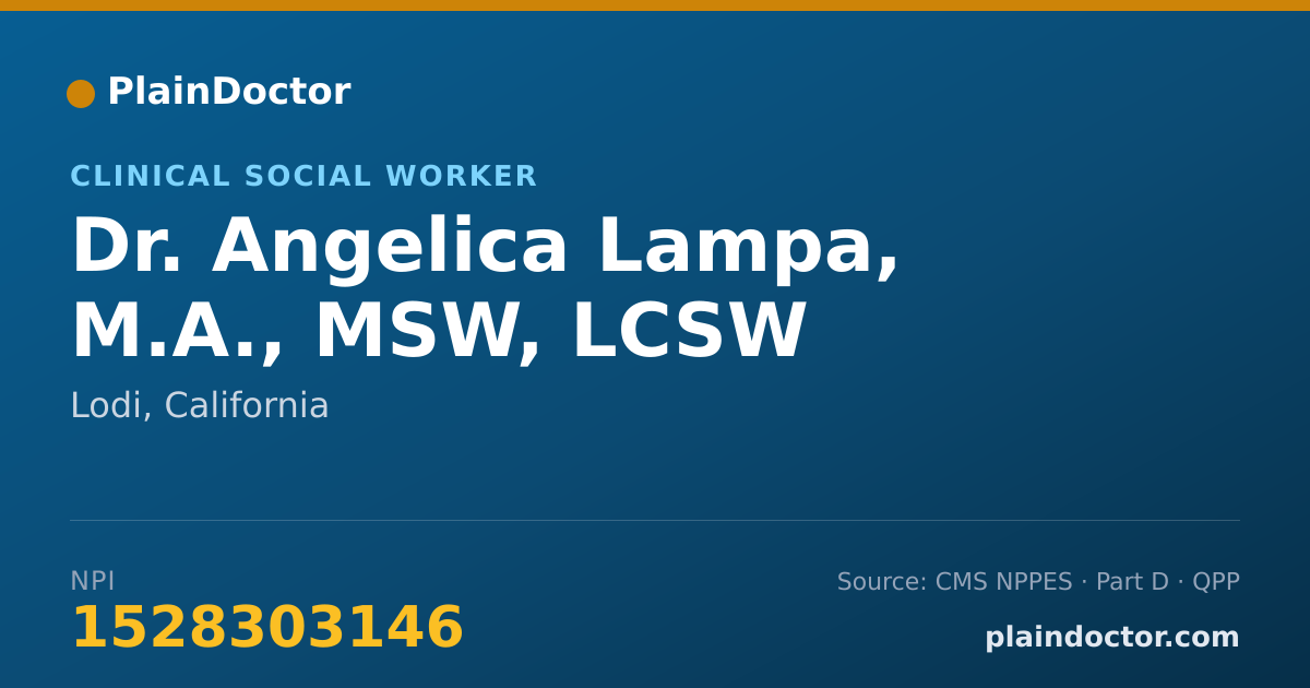 Shareable card for Angelica Lampa, M.A., MSW, LCSW - Clinical Social Worker, Lodi, CA