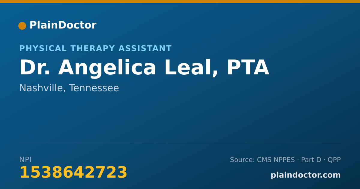 Shareable card for Angelica Leal, PTA - Physical Therapy Assistant, Nashville, TN