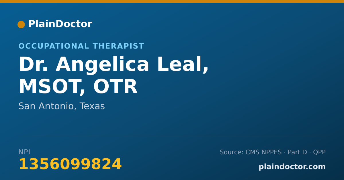 Shareable card for Angelica Leal, MSOT, OTR - Occupational Therapist, San Antonio, TX