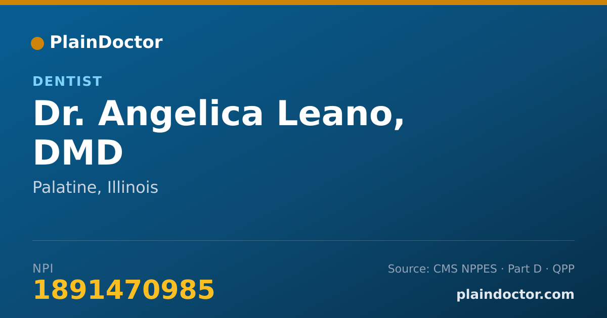 Shareable card for Angelica Leano, DMD - Dentist, Palatine, IL