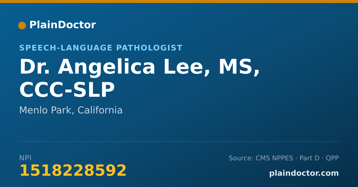 Shareable card for Angelica Lee, MS, CCC-SLP - Speech-Language Pathologist, Menlo Park, CA