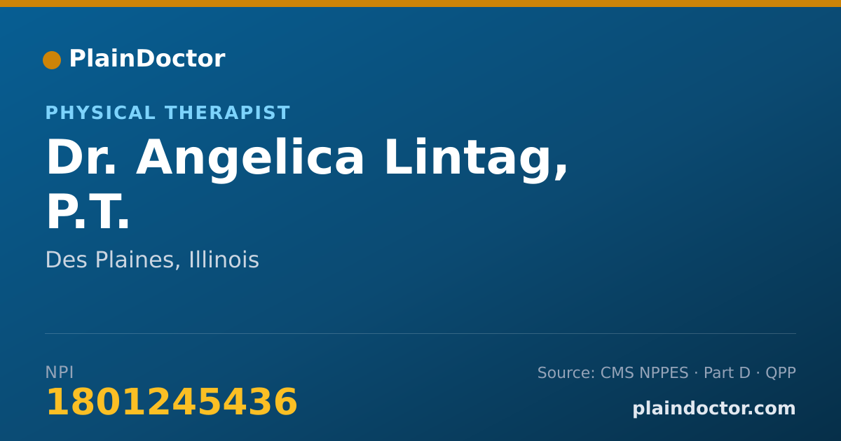 Shareable card for Angelica Lintag, P.T. - Physical Therapist, Des Plaines, IL