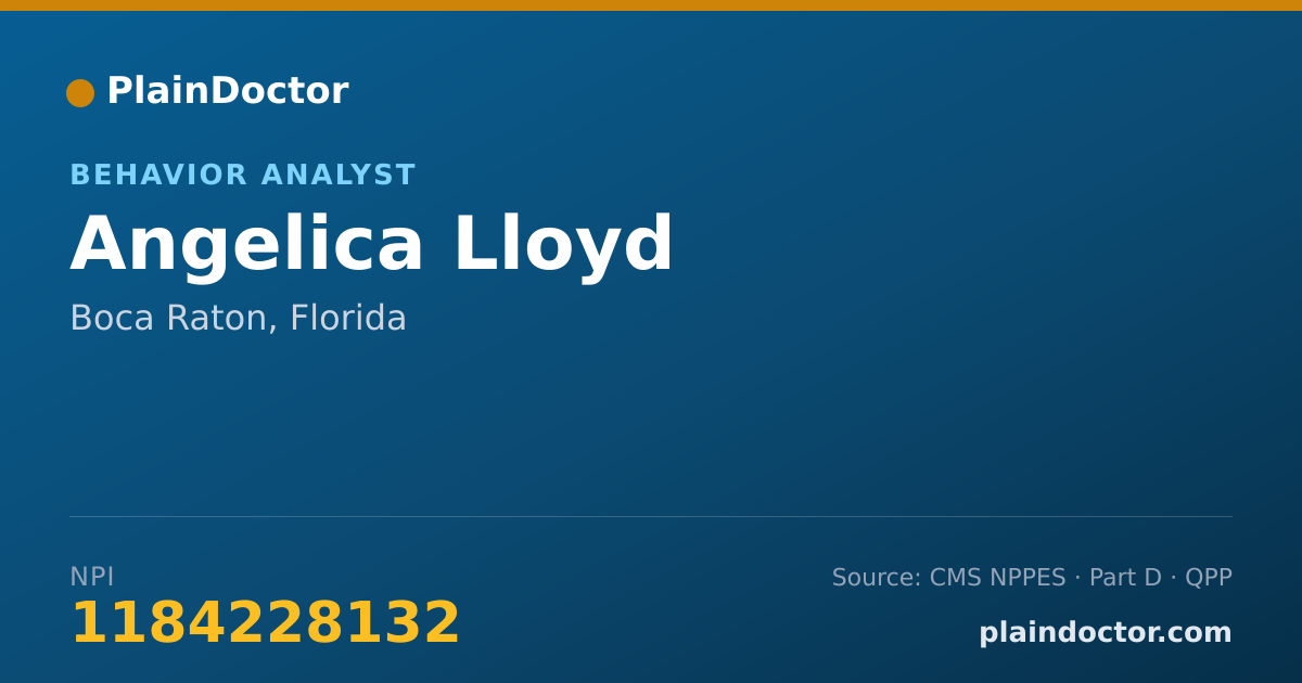Shareable card for Angelica Lloyd - Behavior Analyst, Boca Raton, FL