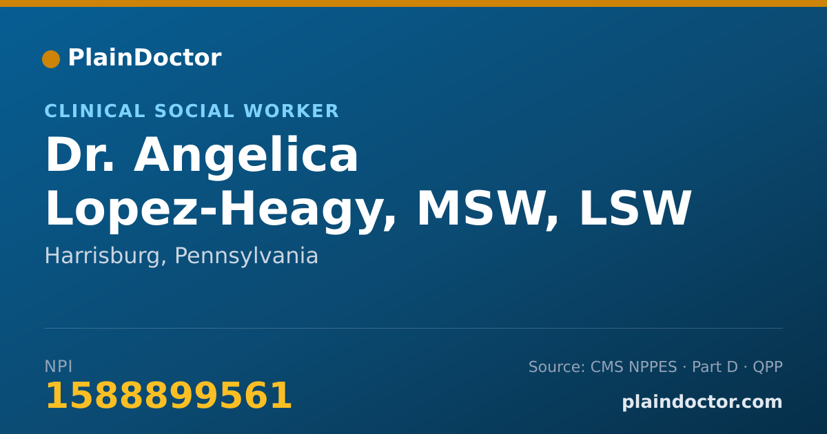 Shareable card for Angelica Lopez-Heagy, MSW, LSW - Clinical Social Worker, Harrisburg, PA