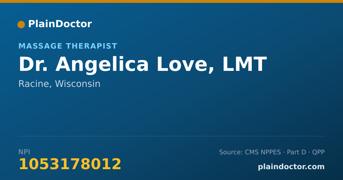 Shareable card for Angelica Love, LMT - Massage Therapist, Racine, WI