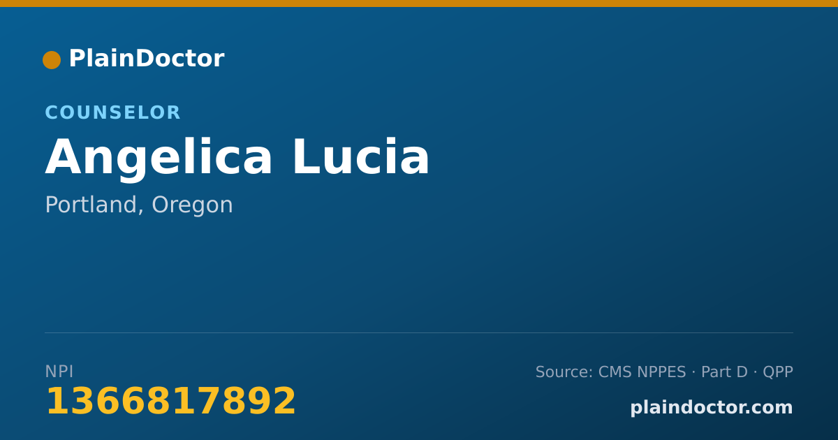 Shareable card for Angelica Lucia - Counselor, Portland, OR