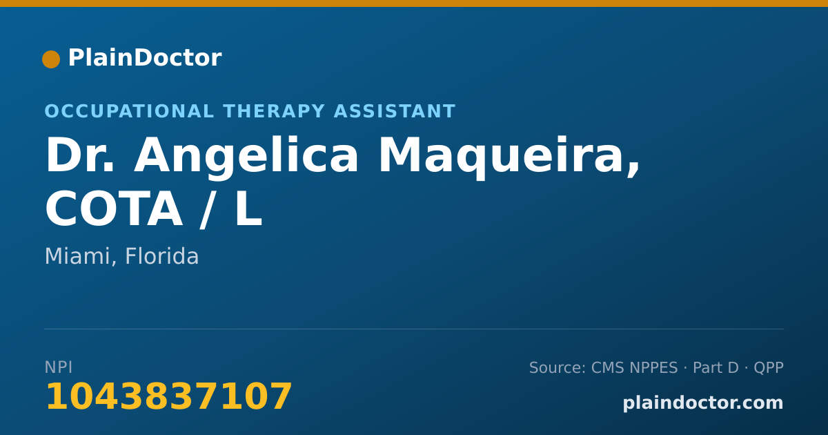 Shareable card for Angelica Maqueira, COTA / L - Occupational Therapy Assistant, Miami, FL