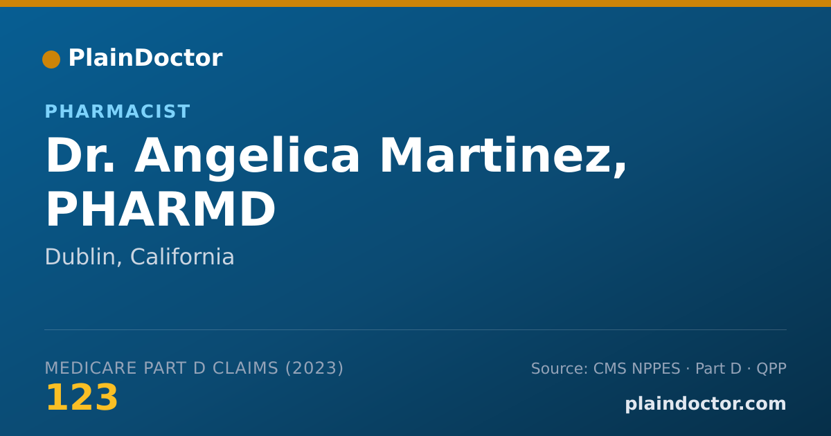 Shareable card for Angelica Martinez, PHARMD - Pharmacist, Dublin, CA