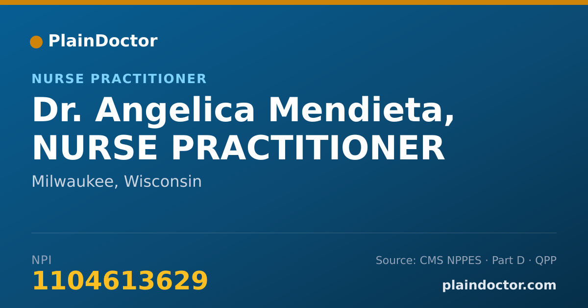 Shareable card for Angelica Mendieta, NURSE PRACTITIONER - Nurse Practitioner, Milwaukee, WI