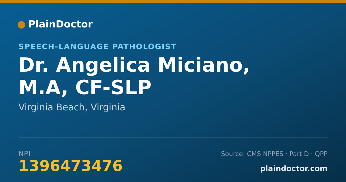 Shareable card for Angelica Miciano, M.A, CF-SLP - Speech-Language Pathologist, Virginia Beach, VA