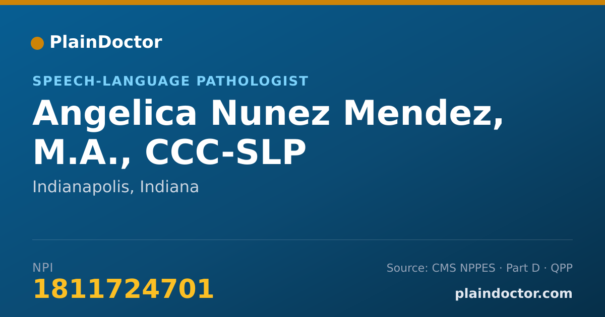 Shareable card for Angelica Nunez Mendez, M.A., CCC-SLP - Speech-Language Pathologist, Indianapolis, IN
