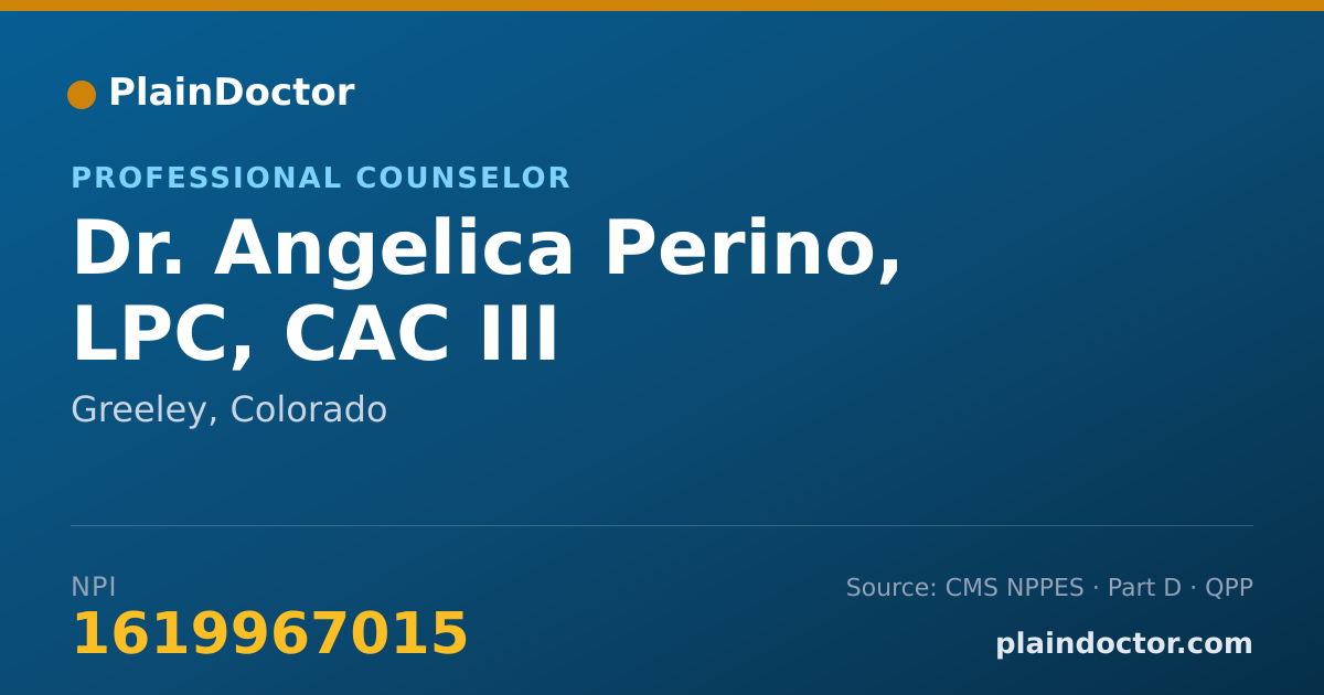 Shareable card for Angelica Perino, LPC, CAC III - Professional Counselor, Greeley, CO