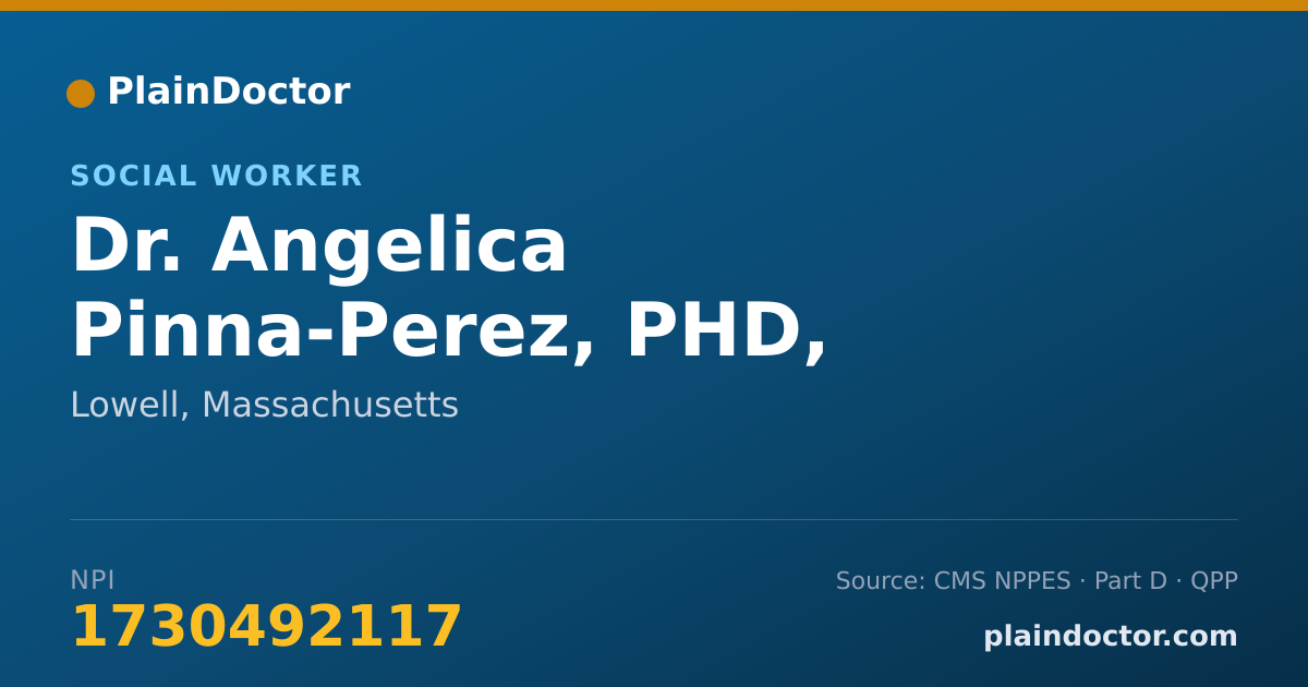 Shareable card for Angelica Pinna-Perez, PHD, LICSW, LCAT - Social Worker, Lowell, MA