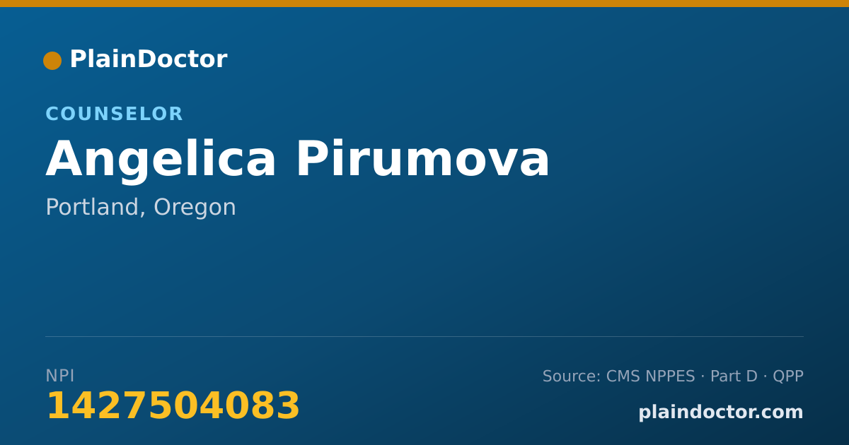 Shareable card for Angelica Pirumova - Counselor, Portland, OR