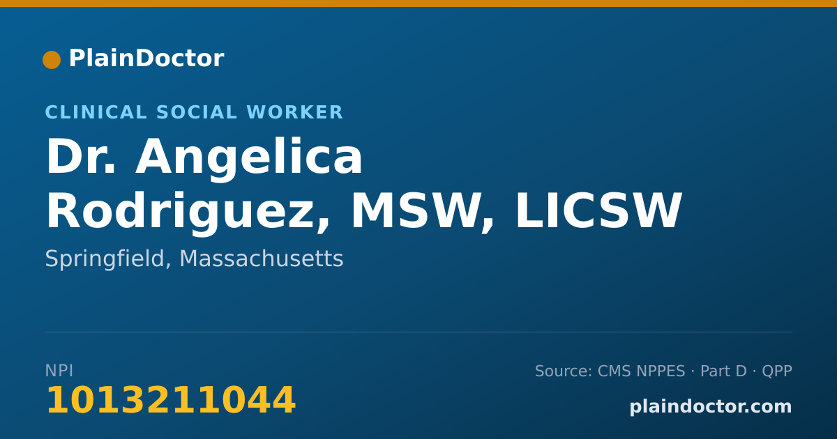 Shareable card for Angelica Rodriguez, MSW, LICSW - Clinical Social Worker, Springfield, MA