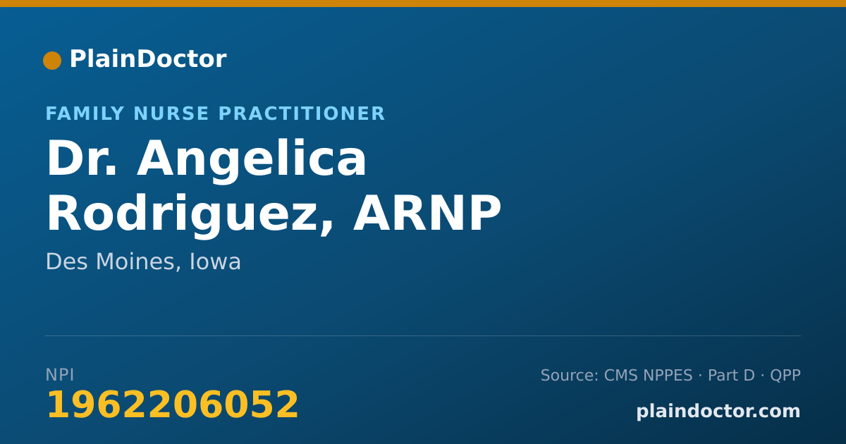 Shareable card for Angelica Rodriguez, ARNP - Family Nurse Practitioner, Des Moines, IA