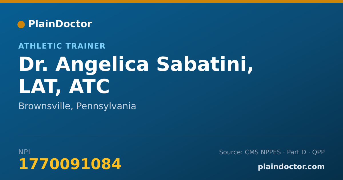 Shareable card for Angelica Sabatini, LAT, ATC - Athletic Trainer, Brownsville, PA