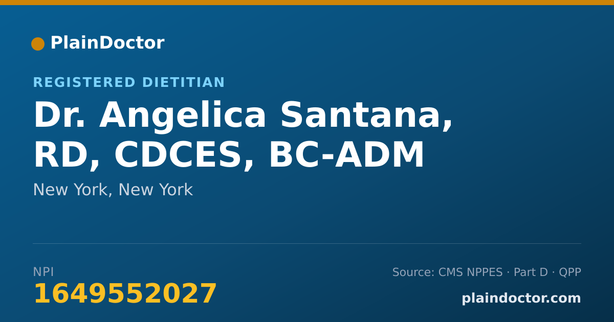 Shareable card for Angelica Santana, RD, CDCES, BC-ADM - Registered Dietitian, New York, NY