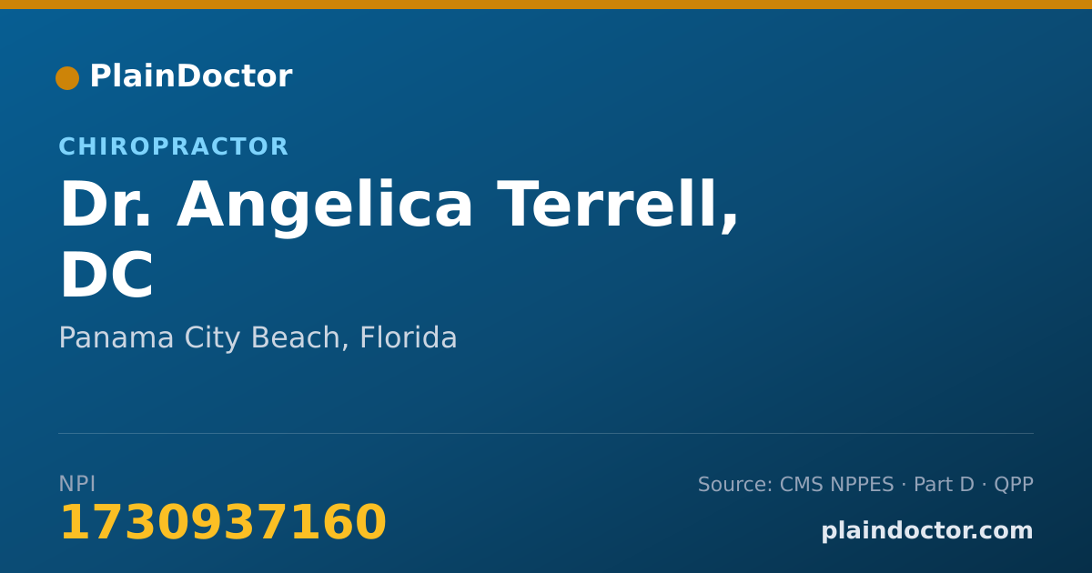 Shareable card for Angelica Terrell, DC - Chiropractor, Panama City Beach, FL