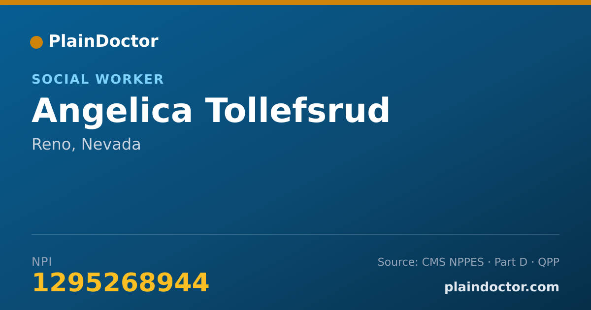 Shareable card for Angelica Tollefsrud - Social Worker, Reno, NV