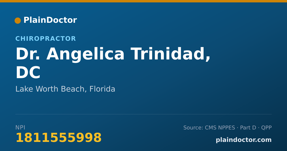 Shareable card for Angelica Trinidad, DC - Chiropractor, Lake Worth Beach, FL