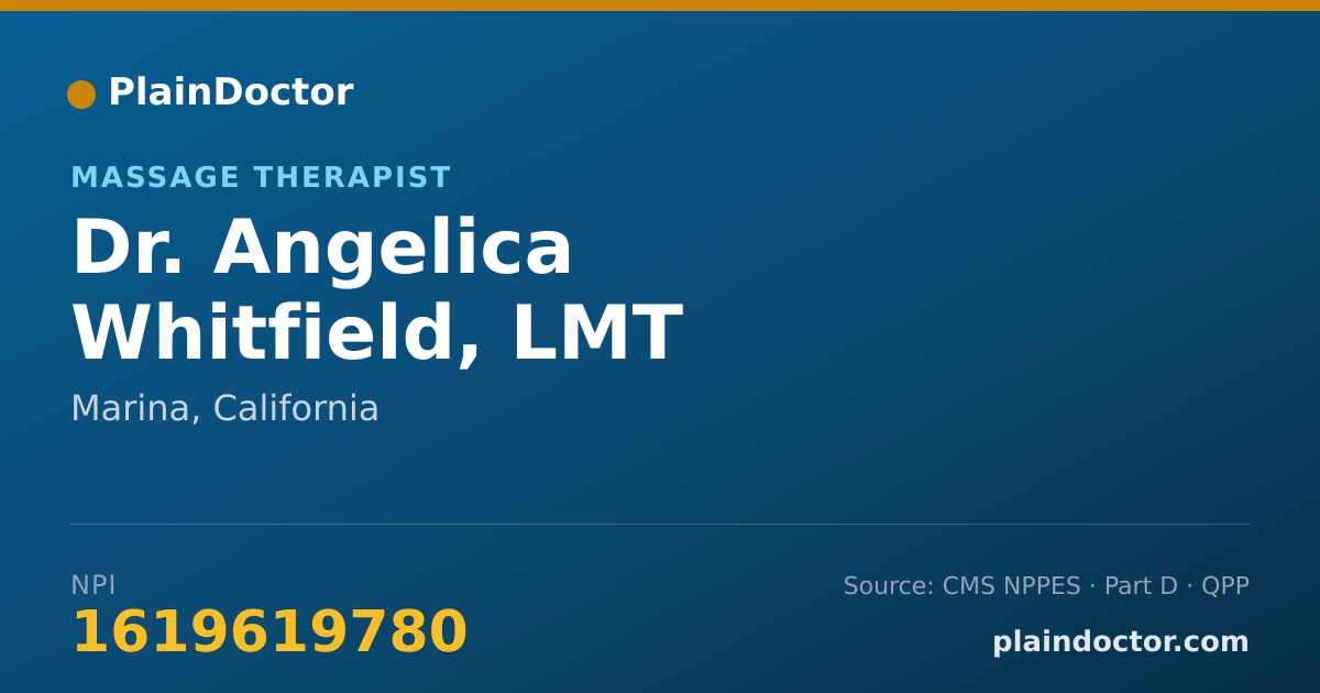 Shareable card for Angelica Whitfield, LMT - Massage Therapist, Marina, CA
