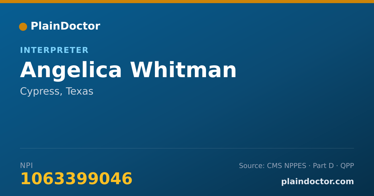 Shareable card for Angelica Whitman - Interpreter, Cypress, TX