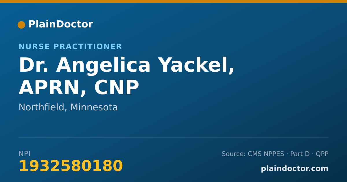 Shareable card for Angelica Yackel, APRN, CNP - Nurse Practitioner, Northfield, MN