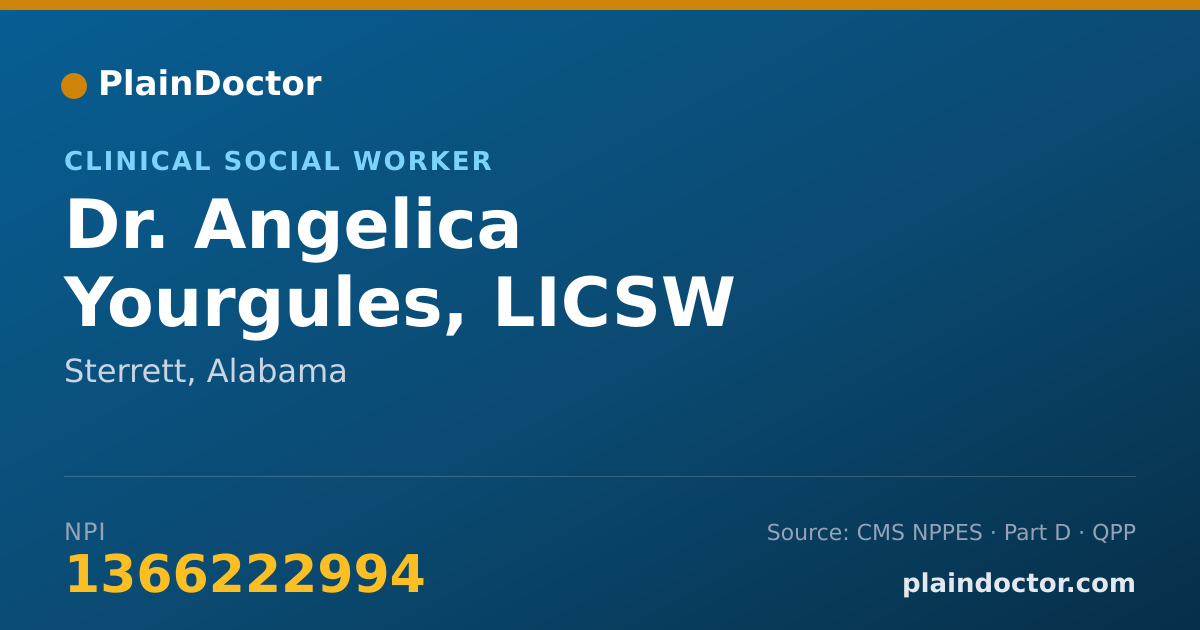 Shareable card for Angelica Yourgules, LICSW - Clinical Social Worker, Sterrett, AL