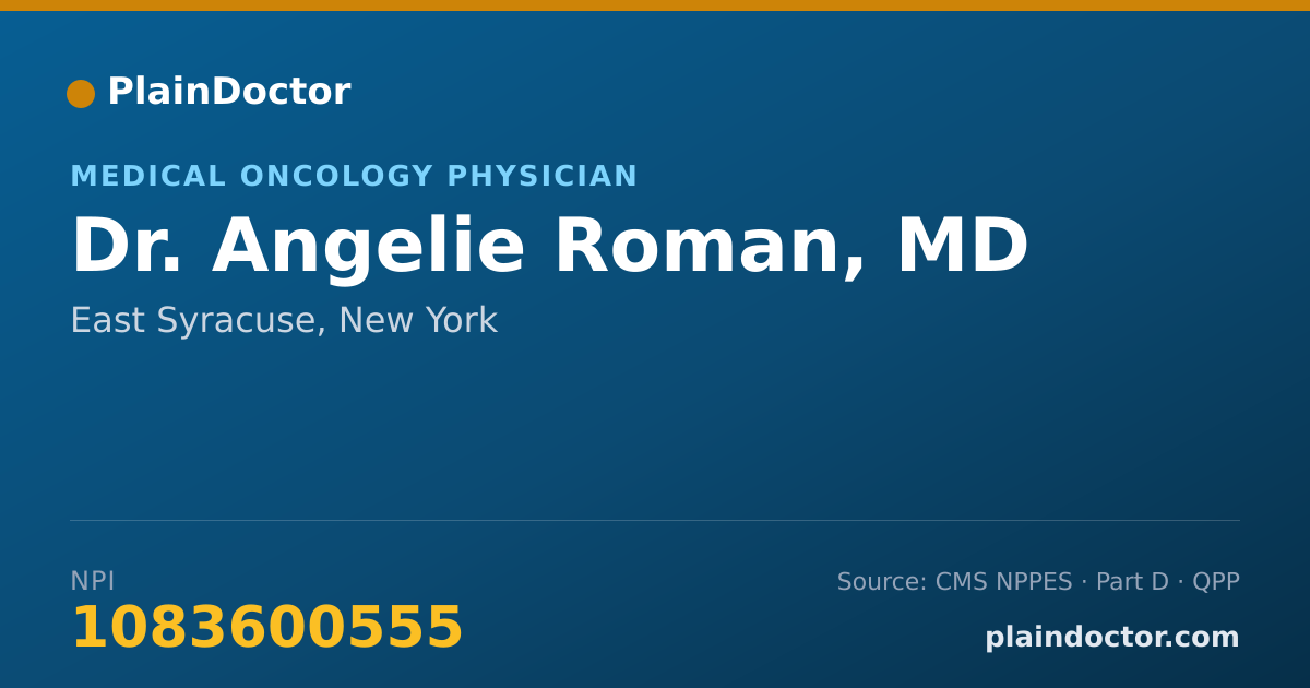 Shareable card for Angelie Roman, MD - Medical Oncology Physician, East Syracuse, NY