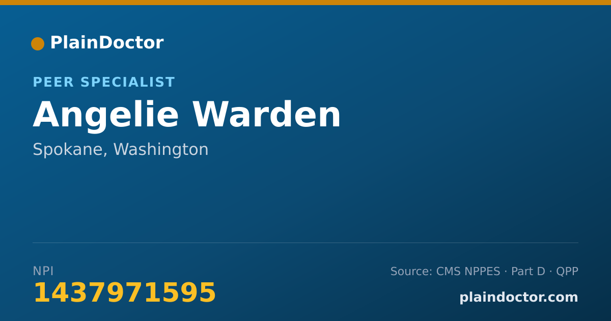 Shareable card for Angelie Warden - Peer Specialist, Spokane, WA